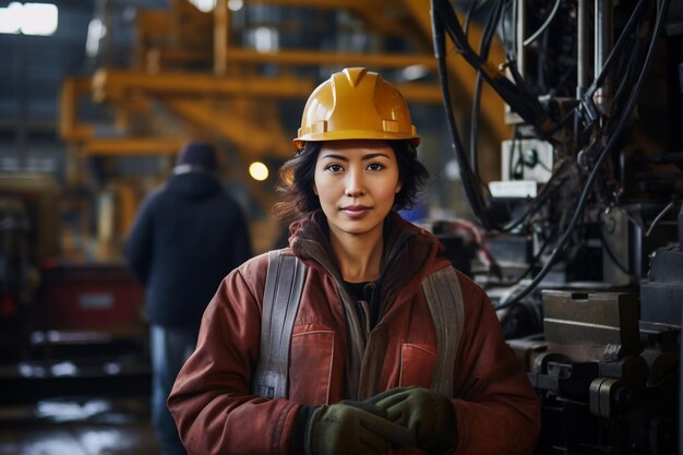 Retrato de una ingeniera senior con ropa de trabajo protectora en el trabajo