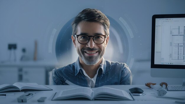 Retrato de un ingeniero sonriente mirando a la cámara