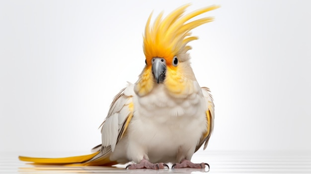 Retrato inovador de Poodlepunk Cockatiel em fundo branco