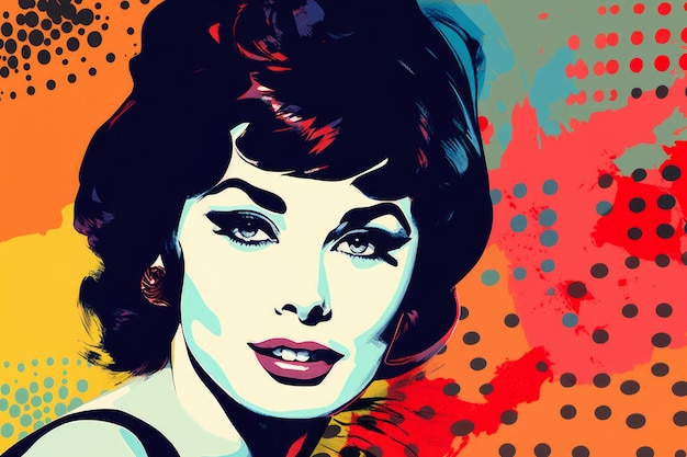 Retrato inspirado na PopArt de uma mulher chique e glamorosa