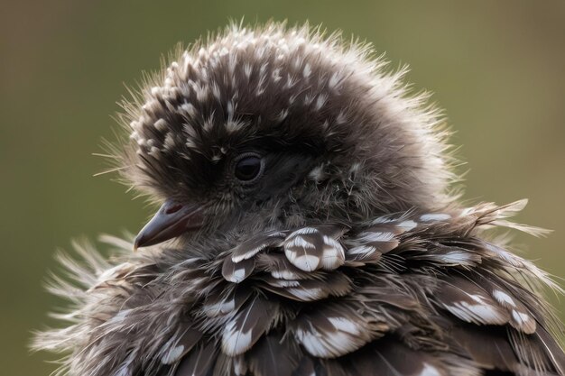 Foto retrato íntimo de penas de um pássaro jovem