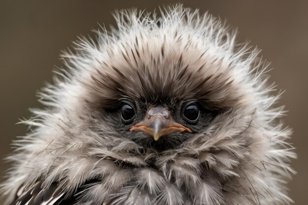 Retrato íntimo de las plumas de un pájaro joven