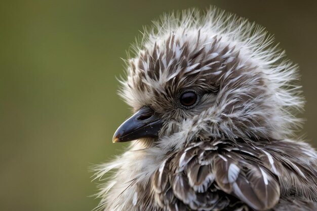 Retrato íntimo de las plumas de un pájaro joven