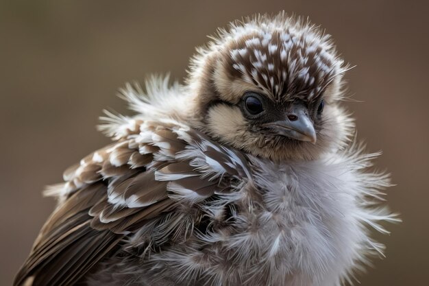 Retrato íntimo de las plumas de un pájaro joven