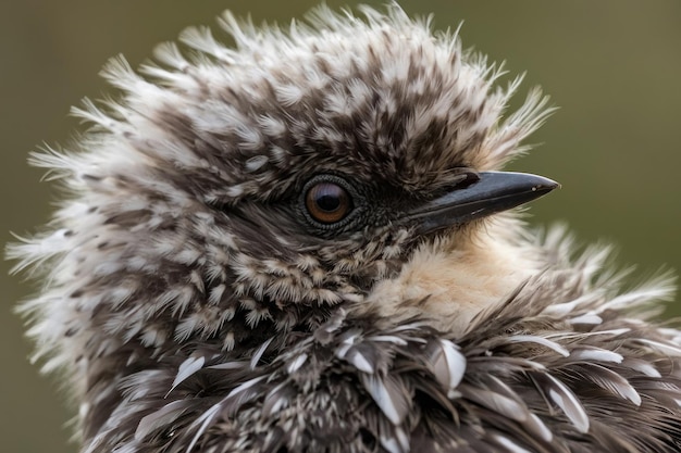 Retrato íntimo de las plumas de un pájaro joven