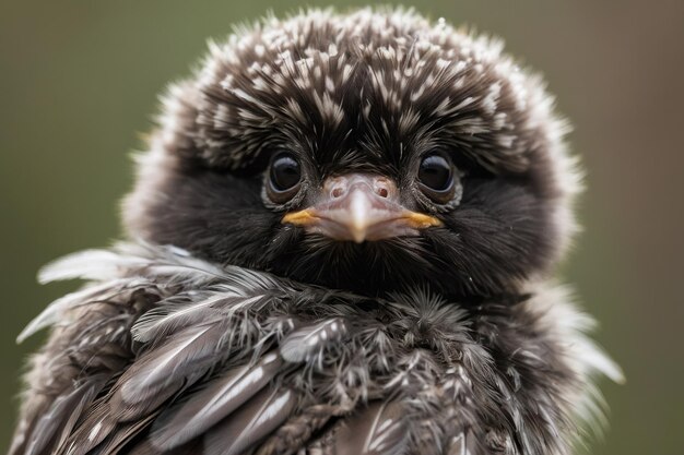 Foto retrato íntimo de las plumas de un pájaro joven