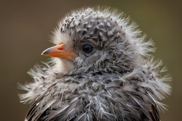 Foto retrato íntimo de las plumas de un pájaro joven