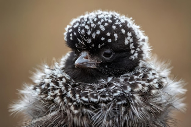 Retrato íntimo de las plumas de un pájaro joven