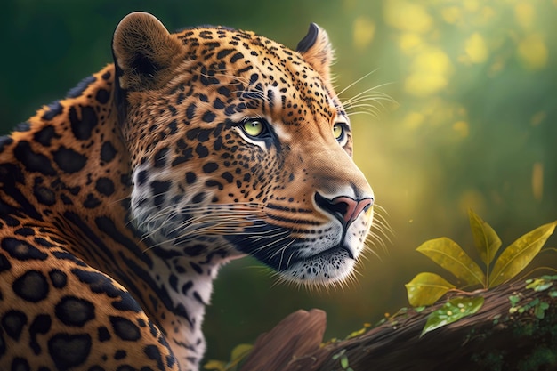 Retrato de jaguar en un entorno natural ai generativo.