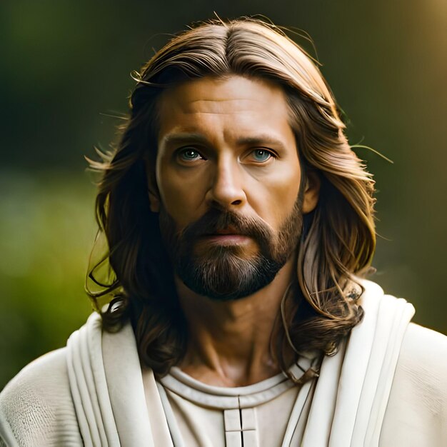 Retrato de Jesucristo en el fondo del cielo nocturno