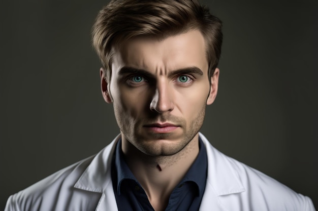 Retrato jovem médico masculino caucasiano Generative AI ilustração