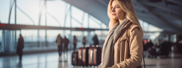 Retrato de una joven en el aeropuerto