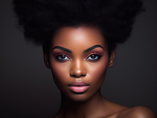 Retrato de una joven africana de la industria de la belleza y los cosméticos