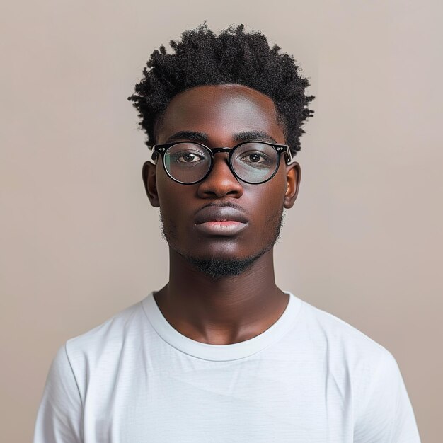 Retrato de un joven afro con gafas