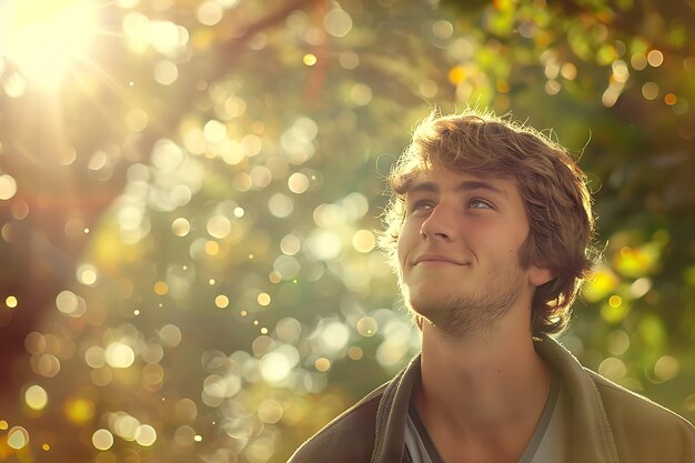 Foto retrato de un joven al aire libre