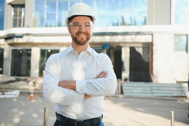 Foto retrato de un joven arquitecto guapo