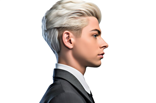 Retrato de un joven atractivo en un traje de negocios sobre un fondo blanco