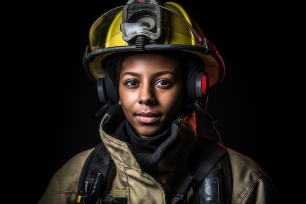 Retrato de un joven bombero en plena marcha creado con IA generativa