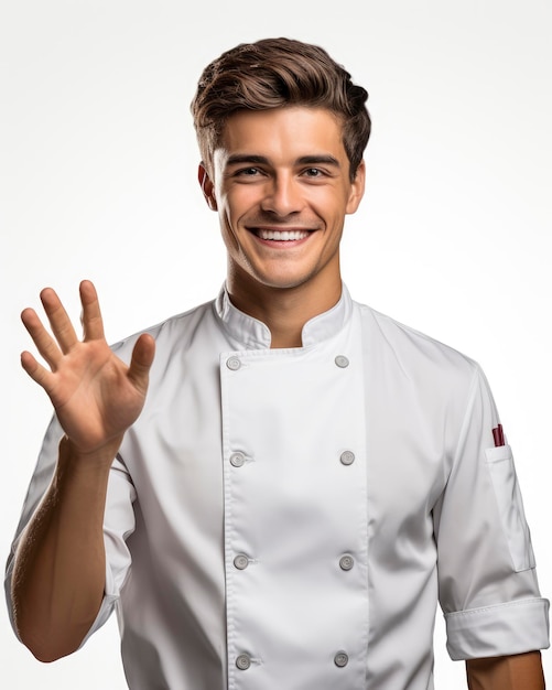 Foto retrato de un joven chef aislado