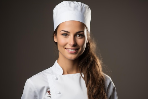 Retrato de una joven chef sonriente