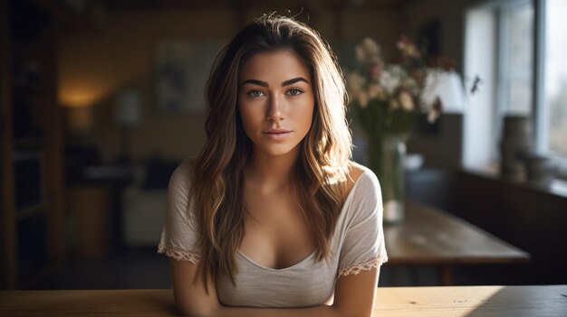 Retrato de una joven en la cocina