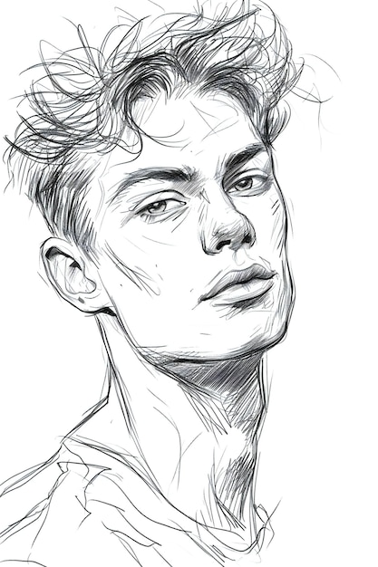 Retrato de un joven dibujado a mano