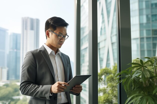 Retrato de un joven empresario asiático generativo por Ai