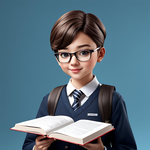 Retrato de un joven estudiante con un libro para el día de la educación