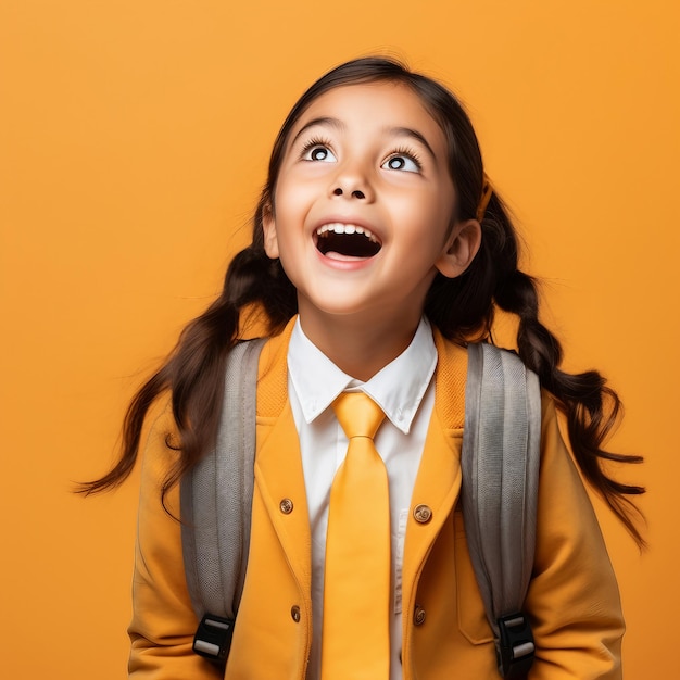 Retrato de una joven estudiante en uniforme escolar