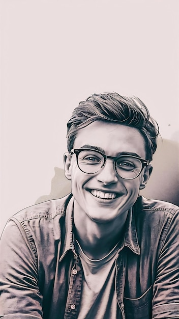 Retrato de un joven feliz con gafas