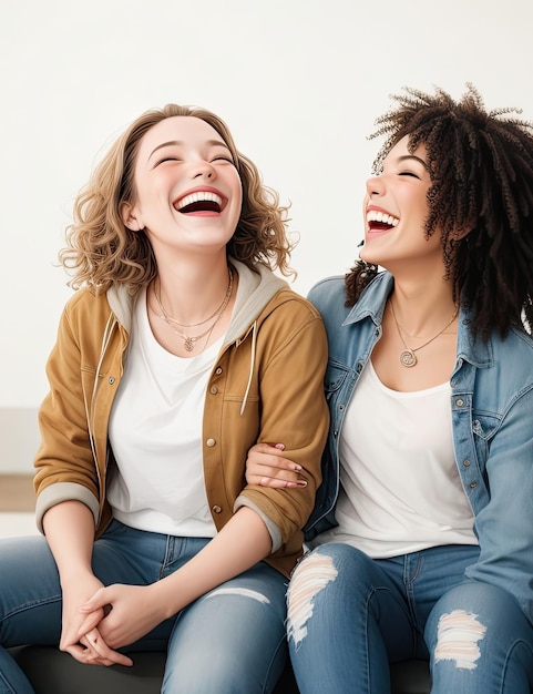 Foto retrato de una joven feliz sonriendo generado ai