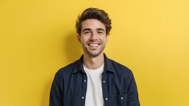 Retrato de un joven feliz y sonriente aislado en blanco