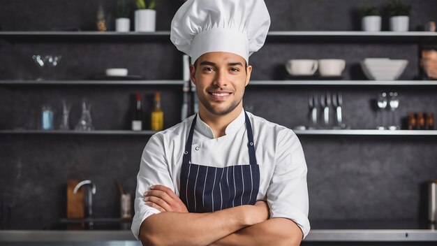 Retrato de un joven y guapo chef