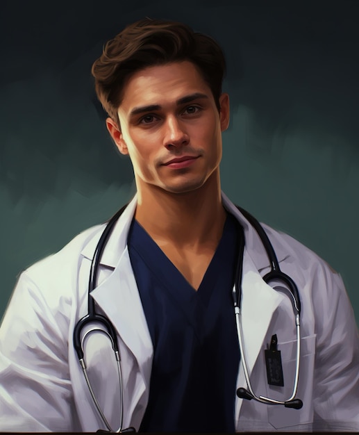 Retrato de un joven y guapo médico