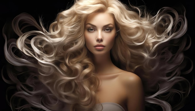 Retrato de una joven hermosa con el cabello rubio