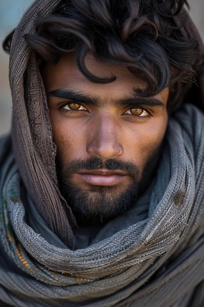 Retrato de un joven indio en la calle de la India