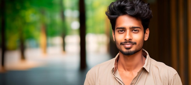 Retrato de un joven indio sonriente y guapo