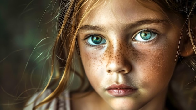 Retrato de una joven con llamativos ojos verdes