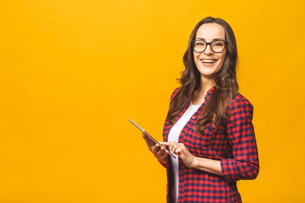 Retrato, de, un, joven, morena, mujer