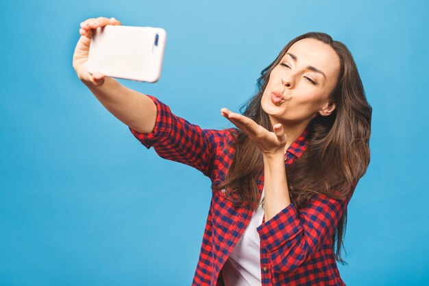 Retrato, de, un, joven, morena, mujer