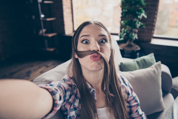 Retrato, de, un, joven, mujer hermosa