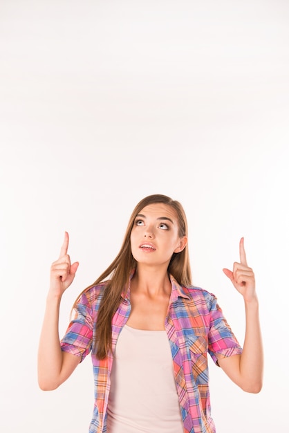 Retrato, de, un, joven, mujer hermosa