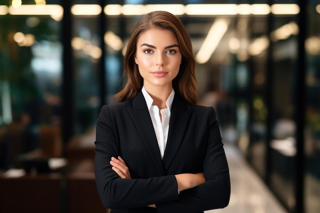 Retrato de una joven mujer de negocios confiada.