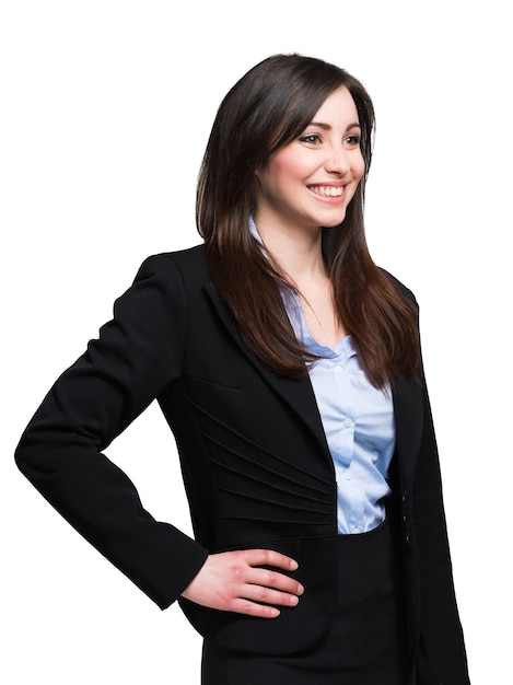 Retrato de una joven mujer de negocios sonriente