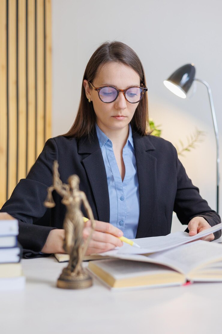 Foto retrato de una joven mujer de negocios trabajando en un escritorio en la oficina