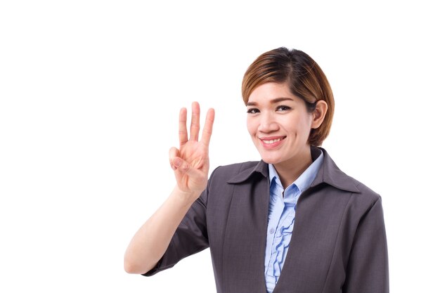 retrato, joven, mujer de negocios, en, traje