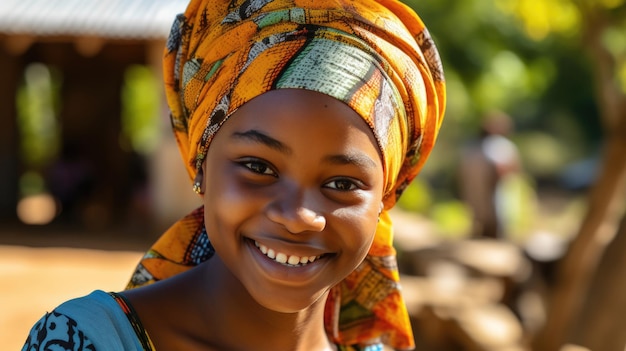 retrato, de, un, joven, niña africana