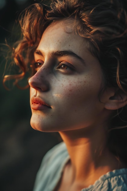 Retrato de una joven con pecas en la cara