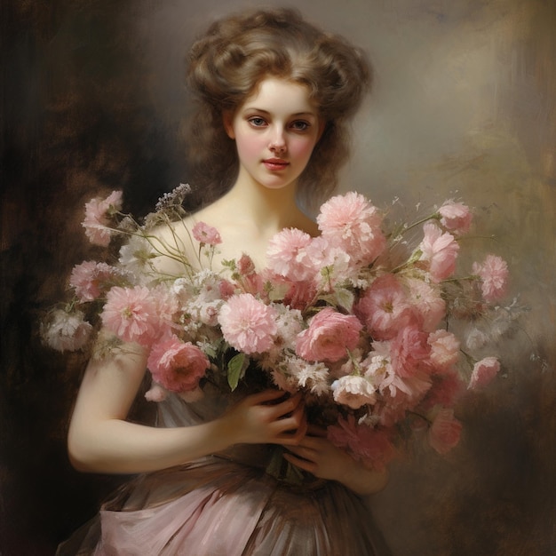 Retrato de una joven con rosas