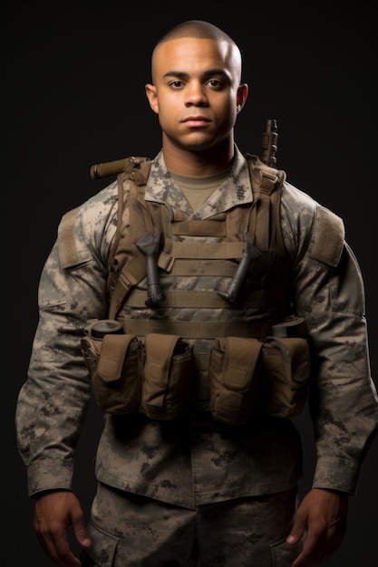 Retrato de un joven soldado afroamericano